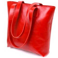 Яскрава жіноча сумка-шоппер із натуральної шкіри Shvigel 16366 Червоний