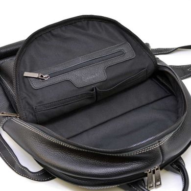 Шкіряний чоловічий рюкзак TARWA FAw-7273-3md на білій нитці Чорний