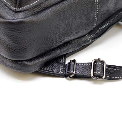 Шкіряний чоловічий рюкзак TARWA FAw-7273-3md на білій нитці Чорний