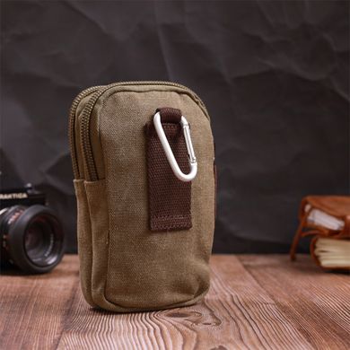 Компактна сумка-чохол на пояс із металевим карабіном із текстилю Vintage 22224 Оливковий