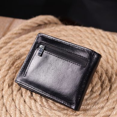 Компактний затиск для грошей із натуральної гладкої шкіри ST Leather 19416 Чорний