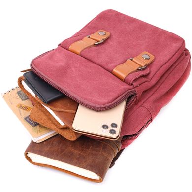 Надежная сумка-рюкзак с двумя отделениями из плотного текстиля Vintage 22164 Бордовый