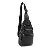 Шкіряна сумка слінг Tiding Bag M56-8643A Чорний фото
