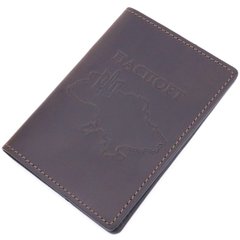 Надежная обложка на паспорт в винтажной коже Карта GRANDE PELLE 16771 Коричневая