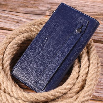 Стильный вертикальный бумажник из натуральной кожи KARYA 21423 Синий