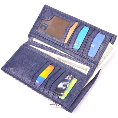 Стильний вертикальний гаманець із натуральної шкіри KARYA 21423 Синій