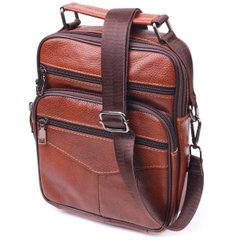 Отличная мужская сумка с ручкой кожаная 21277 Vintage Рыжая