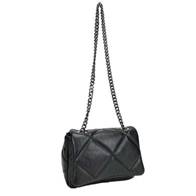 Стеганная женская мягкая сумочка на цепи Firenze Italy F-IT-98106A Черный