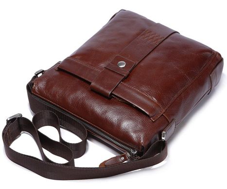 Великолепная мужская кожаная сумка коричневого цвета 14115