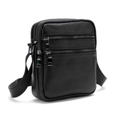 Мужская кожаная сумка через плечо Tiding Bag M56-3646A Черный