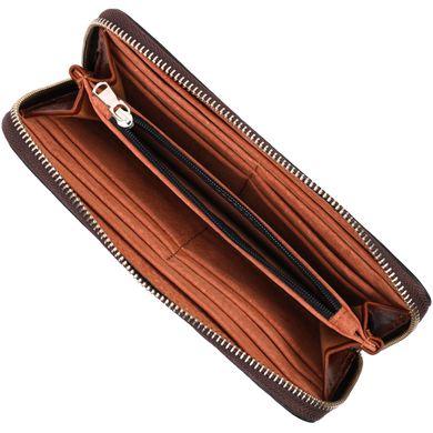 Зручний гаманець-клатч на блискавці з натуральної шкіри GRANDE PELLE 11659 Коричневий