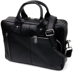 Вместительная сумка-портфель на плечо KARYA 20871 кожаная Черный