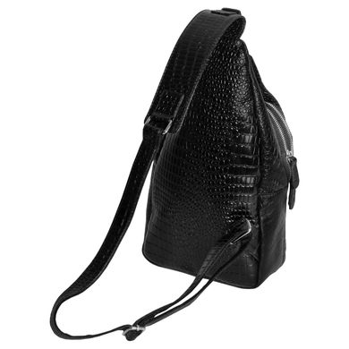 Мужская сумка-слинг кожаная Vip Collection 1451-C Черная 1451.A.CROC