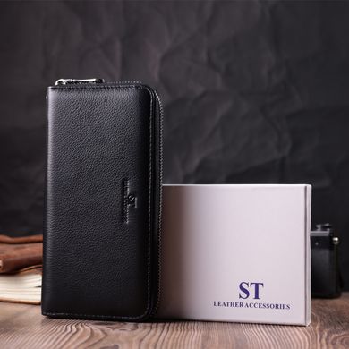 Универсальный кошелек-клатч на одно отделение из натуральной кожи ST Leather 22559 Черный