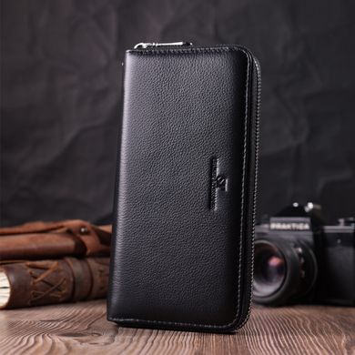 Універсальний гаманець-клатч на одне відділення з натуральної шкіри ST Leather 22559 Чорний