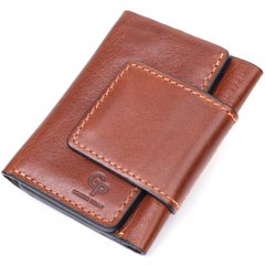 Невеликий гаманець з натуральної шкіри в три додавання GRANDE PELLE 11662 Коричневий