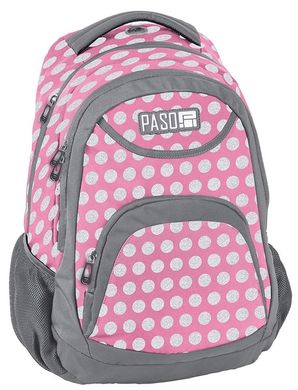 Яскравий жіночий рюкзак Paso 20L, 18-2708PI16 рожевий у горох