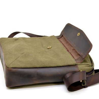 Чоловіча сумка, мікс парусина + шкіра RH-1810-4lx бренду TARWA Хакі / коричневий