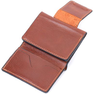 Невеликий гаманець з натуральної шкіри в три додавання GRANDE PELLE 11662 Коричневий