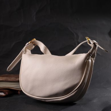 Жіноча напівкругла сумка з однією плечевою лямкою з натуральної шкіри Vintage 22371 Біла