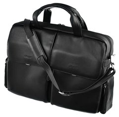Мужская деловая сумка, портфель из натуральной кожи Sheff черный