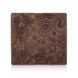 Дизайнерський гаманець на 14 карт з натуральної шкіри оливкового кольору з художнім тисненням "Mehendi Art"
