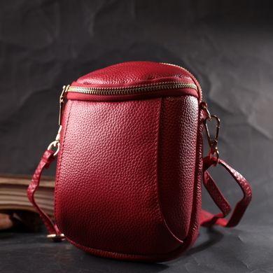 Яскрава сумка цікавого формату з натуральної шкіри Vintage 22340 Червона
