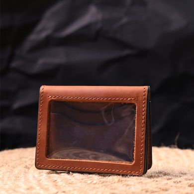 Практичная обложка на автодокументы в винтажной коже Сердце GRANDE PELLE 16711 Светло-коричневая