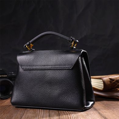 Жіноча стильна сумка з натуральної шкіри 22074 Vintage Чорна