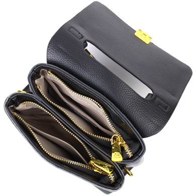 Жіноча стильна сумка з натуральної шкіри 22074 Vintage Чорна