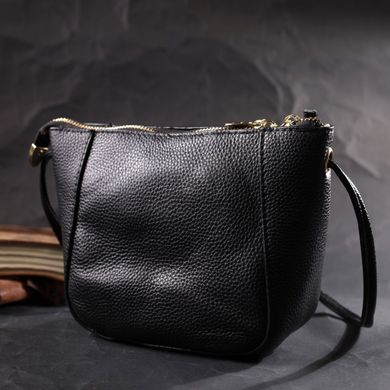 Маленька сумка через плече з натуральної шкіри Vintage 22298 Чорний