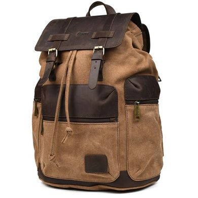 Канвас рюкзак-мешок TARWA RCc-0010-4lx с кожей крейзи хорс Коричневый