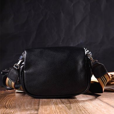 Полукруглая сумка через плечо из натуральной кожи 22079 Vintage Черная