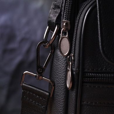 Практична чоловіча шкіряна сумка 21396 Vintage Чорна