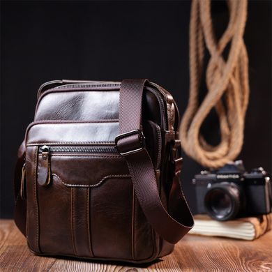Вертикальная мужская сумка Vintage 20825 кожаная Коричневый