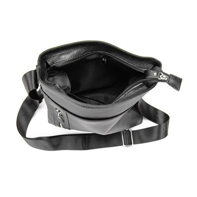 Мессенджер кожаный с клапаном Tiding Bag M56-17195A Черный
