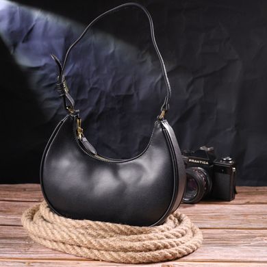 Модна жіноча сумка-хобо з натуральної гладкої шкіри 21288 Vintage Чорна