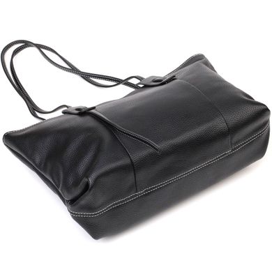 Вместительная женская сумка из натуральной кожи 22082 Vintage Черная