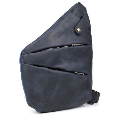 Чоловіча сумка-слінг через плече мікс канвасу та шкіри TARWA RKK-6402-3md Синій