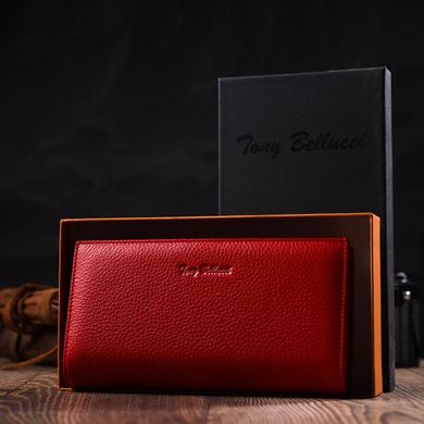Модний жіночий клатч з блоком для кредитних карток з натуральної шкіри Tony Bellucci 22034 Червоний
