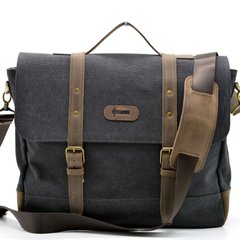 Мужская сумка-портфель из парусины с кожаными вставками RGc-0001-4lx бренда TARWA Серый