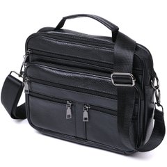 Практична шкіряна чоловіча сумка Vintage 20669 Чорний