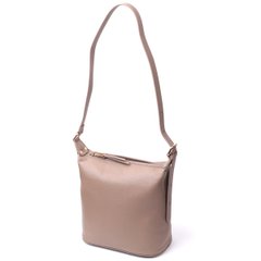 Практична жіноча сумка з однією довгою ручкою з натуральної шкіри Vintage 22306 Бежева