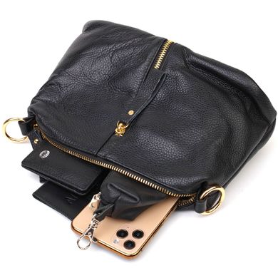 Цікава сумка через плече з натуральної шкіри 22135 Vintage Чорна