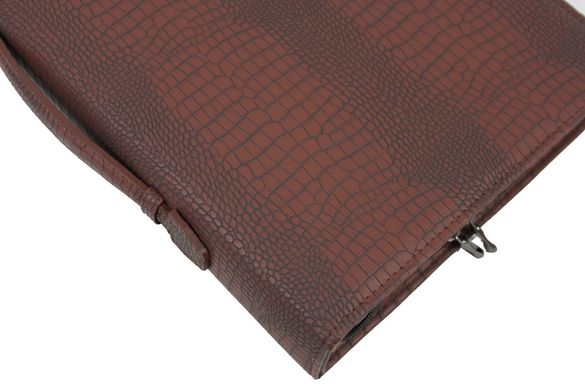 Большая папка-портфель из эко кожи под крокодила Portfolio коричневая