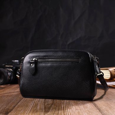 Цікава сумка-клатч у стильному дизайні з натуральної шкіри 22086 Vintage Чорна
