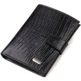 Фактурний вертикальний чоловічий гаманець середнього розміру з натуральної шкіри з тисненням CANPELLINI 21859 Чорний фото