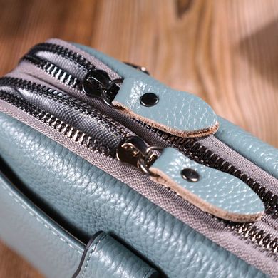 Модная сумка-клатч в стильном дизайне из натуральной кожи 22087 Vintage Серо-голубая