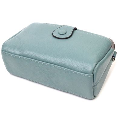 Модна сумка-клатч у стильному дизайні з натуральної шкіри 22087 Vintage Сіро-блакитна