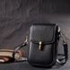 Вертикальна шкіряна сумка жіноча з клапаном Vintage 22308 Чорна